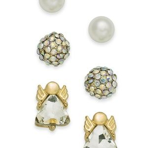 Charter Club Gold-Tone 3-pc. Set Angel Earrings